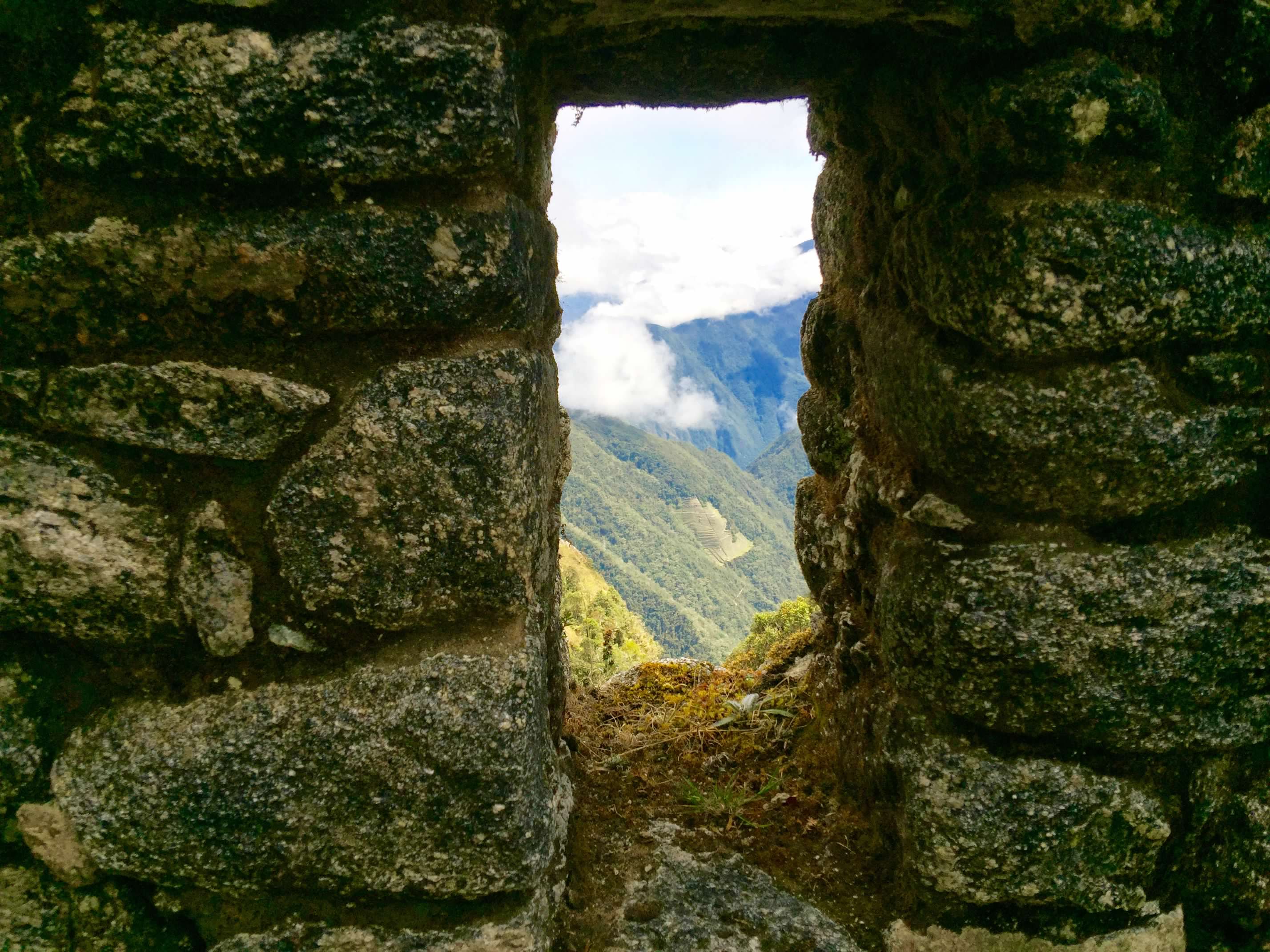view of Peru from window on Inca ruins